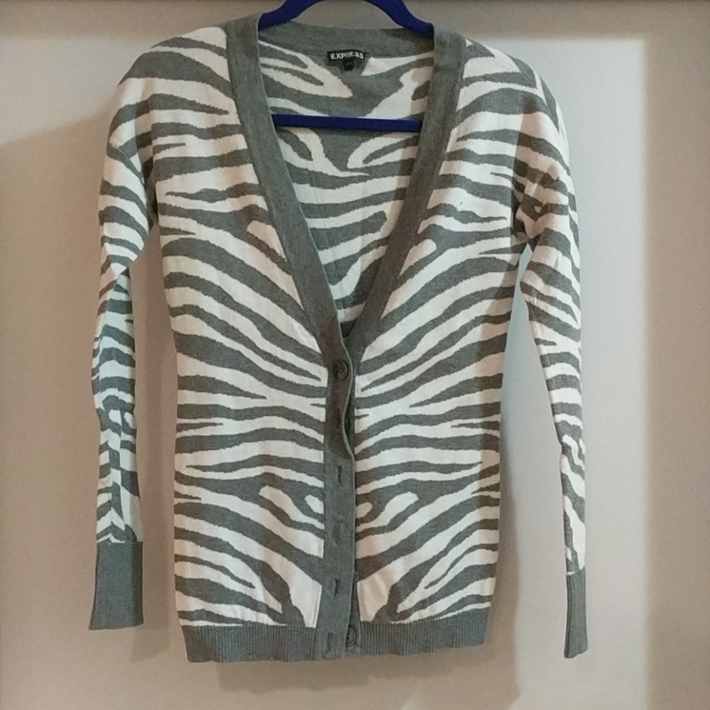 Express Zebra Print Cardigan